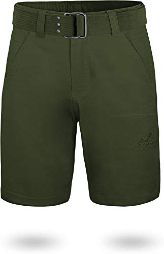 normani Chino Shorts Sommer Bermuda mit Gürtel für Herren aus 100% Bio-Baumwolle - Regular Fit Farbe Oliv Größe M von normani