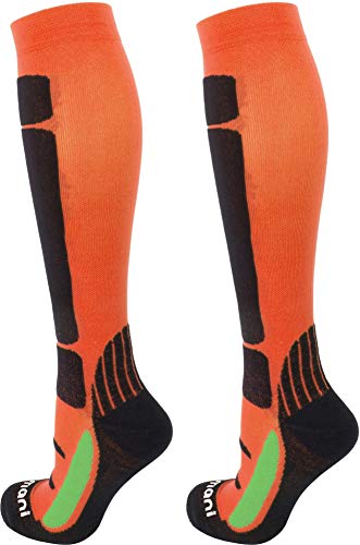 normani Coolmax Sport Kompressionsstrümpfe mit Frotteesohle und anatomisch angeordneten Polsterzonen Farbe Orange/Schwarz Größe 43/46 von normani