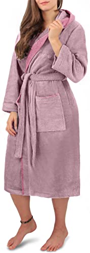 normani Damen Baumwoll Bademantel mit Kapuze in Geschenk-Box - weiche Premium Qualität - Öko Tex 100 Farbe Rosa Größe 4XL von normani