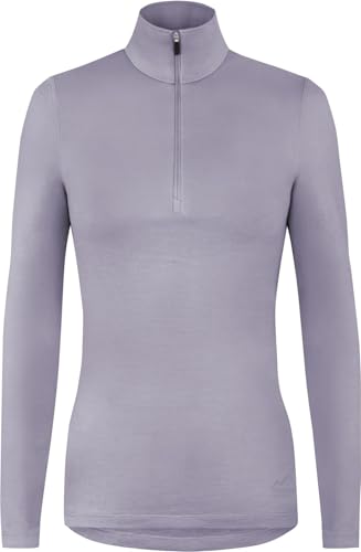 normani Damen Merino Zip Langarm-Shirt Outdoor Wollpullover mit Reißverschluss - 100% Merinowolle Pullover mit 1/4 Zip Farbe Lila Größe S von normani