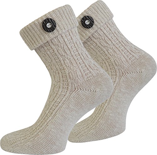 normani Leinen Socken Kniebundstrumpf Trachtensocken Farbe Naturmelange mit Knopf Größe 39/42 von normani