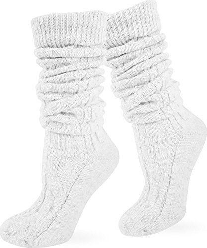 normani Leinen Socken Kniebundstrumpf Trachtensocken Farbe Weiß lang Größe 35/38 von normani