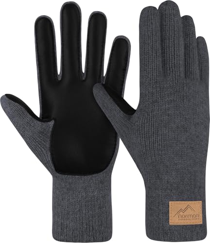 normani Merinohandschuhe Wollhandschuhe Outdoor Winterhandschuhe Strickhandschuhe Fingerhandschuhe aus 100% Merinowolle für Damen und Herren Farbe Anthrazit mit Schafleder Größe XXL/3XL von normani