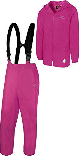 normani Regenanzug Set aus Regenjacke und Hosenträgerhose - 100% wasserdicht, absoluter Wetterschutz Regenbekleidung Farbe Pink Größe L von normani