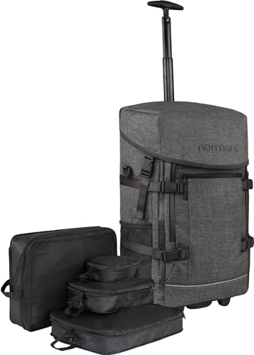 normani Reiserucksack 37 L Reisetrolley mit Rollen Reisetasche mit Rucksackfunktion mit Kleidertaschen Handgepäck Bordgepäck von normani