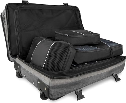 normani Reisetasche mit Rollen Reisetrolley inklusive 5 Kleidertaschen Farbe Dunkelgrau/Grau Größe 125 Liter von normani