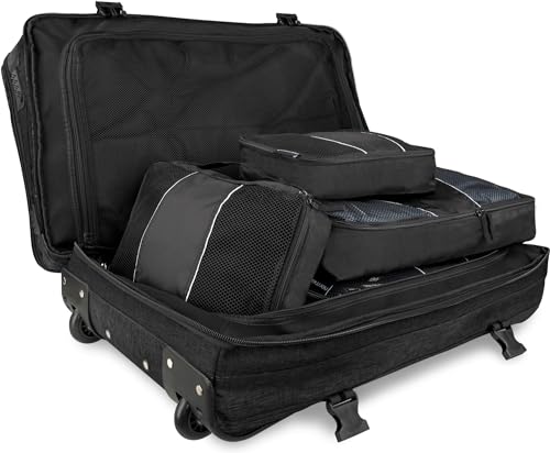 normani Reisetasche mit Rollen Reisetrolley inklusive 5 Kleidertaschen Farbe Schwarz Größe 45 Liter von normani