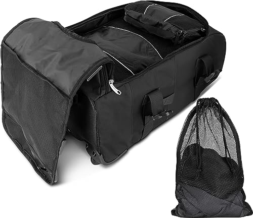 normani Reisetasche mit Rucksackfunktion - Reisetrolley und Rucksack in Einem mit 5 passenden Kleidertaschen Farbe Schwarz von normani
