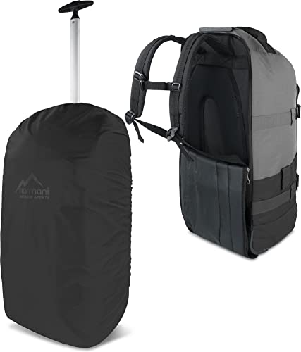 normani Reisetasche mit Rucksackfunktion und Regenüberzug- Trolley 60 Liter - Backpack Farbe Schwarz/Grau von normani