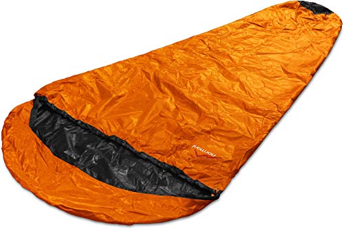 normani Schlafsacküberzug Biwaksack - 100% Wind- und wasserdicht, Atmungsaktivität: 3000 MVP (230 cm x 90 cm) Farbe Dunkelorange Größe 230 x 90 x 60 cm - RV Links von normani