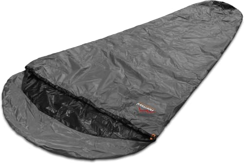 normani Schlafsacküberzug Biwaksack - 100% Wind- und wasserdicht, Atmungsaktivität: 3000 MVP (230 cm x 90 cm) Farbe Grau Größe 230 x 90 x 60 cm - RV Rechts von normani