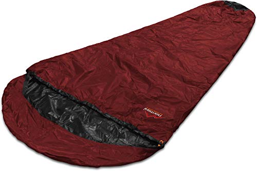 normani Schlafsacküberzug Biwaksack - 100% Wind- und wasserdicht, Atmungsaktivität: 3000 MVP (230 cm x 90 cm) Farbe Rot Größe 230 x 90 x 60 cm - RV Rechts von normani
