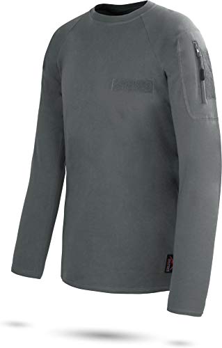 normani Tactical BDU Kampfshirt T-Shirt mit Klettpatches, Armtaschen & versteckten Seitentaschen Farbe Grau/Langarm Größe 6/M von normani