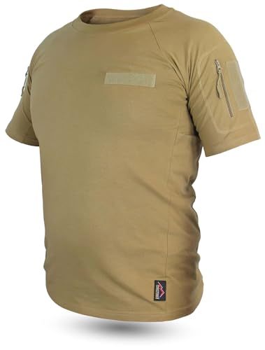 normani Tactical BDU Kampfshirt T-Shirt mit Klettpatches, Armtaschen & versteckten Seitentaschen Farbe Khaki-Captain Größe 6/M von normani