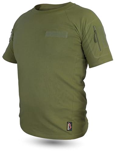 normani Tactical BDU Kampfshirt T-Shirt mit Klettpatches, Armtaschen & versteckten Seitentaschen Farbe Oliv-Captain Größe 10/3XL von normani