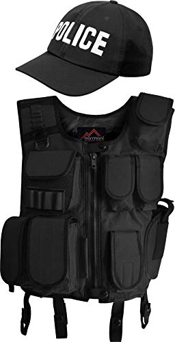 normani Taktische Einsatz Weste SWAT Patch mit Pistolenholster und SWAT Cap Tactical Vest Farbe Police Größe L von normani