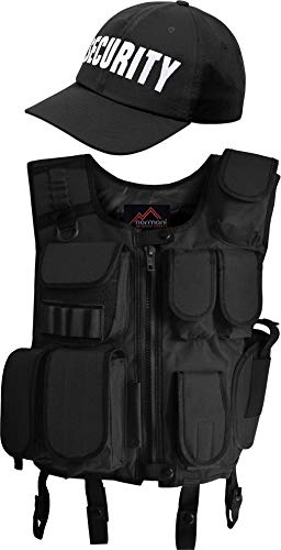normani Taktische Einsatz Weste SWAT Patch mit Pistolenholster und SWAT Cap Tactical Vest Farbe Security Größe L von normani