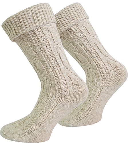 normani Trachtensocken aus atmungsaktiver Baumwolle mit Umschlag Farbe Natur Größe 47-50 von normani