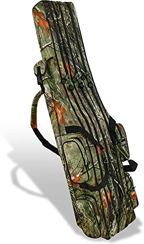 normani XXL Angel Tasche Futteral 190cm oder 210cm Rutentasche Anglerrucksack - 8 Taschen für 6 Ruten und Kescher Farbe Herbsttarn Größe 190 cm von normani