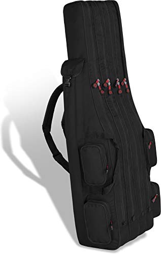 normani XXL Angelrutentasche Rutentasche mit 4 Rutenfächern für 8 Ruten - Angeltasche Kescher und Rutenhalter - Ruttenfutteral -125cm -150cm -160cm -170cm -190cm Farbe Schwarz Größe 1,25 m von normani