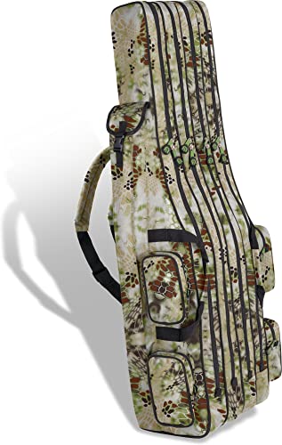 normani XXL Angelrutentasche Rutentasche mit 4 Rutenfächern für 8 Ruten - Angeltasche Kescher und Rutenhalter - Ruttenfutteral -125cm -150cm -160cm -170cm -190cm Farbe Waldtarn Größe 1,25 m von normani