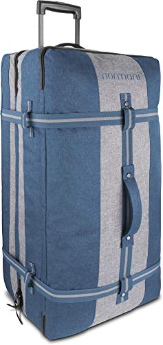 normani XXL Reisetasche mit 125 Liter und 3 großen Fächern - Trolley mt Zwei Rollen Farbe Blau/Grau von normani