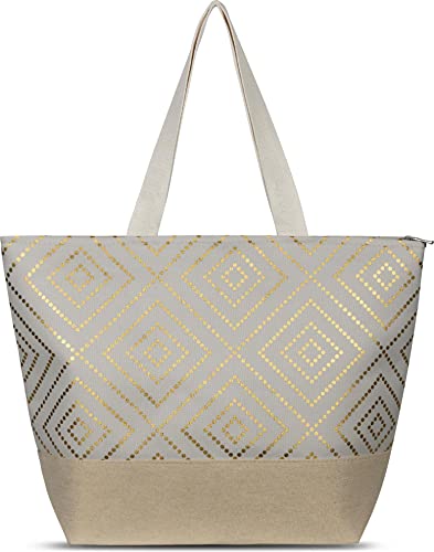 normani XXL Strandtasche - Damen Handtasche mit Langen Henkel - Schultertasche für Frauen 19 Liter Volumen mit Innentasche Farbe Weiß von normani