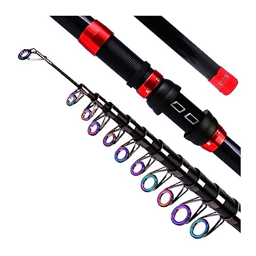 Angelrute, Carbon Teleskop Angelrute Meer Angelrute Stick Casting Stangen 1,8-3,6 M Carbon Tackle Angelrute, tragbare Angelrute(Size:01_1.8m) von nuwio