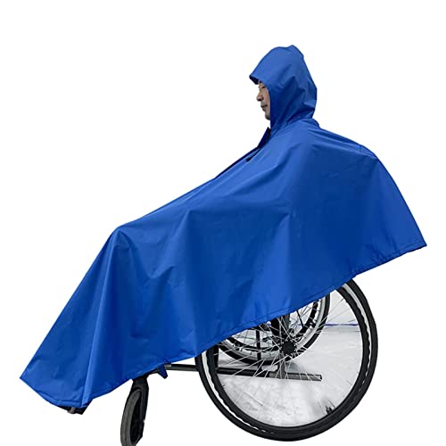 oUyOo Wasserdichter Poncho Für Rollstuhlfahrer – Regenschutz Für Rollstuhlfahrer – Wasserdichter Rollstuhl-Poncho Mit Kapuze – Weicher Wasser- Und Reißfester Regenschutzumhang – Reflektierend,Blau von oUyOo