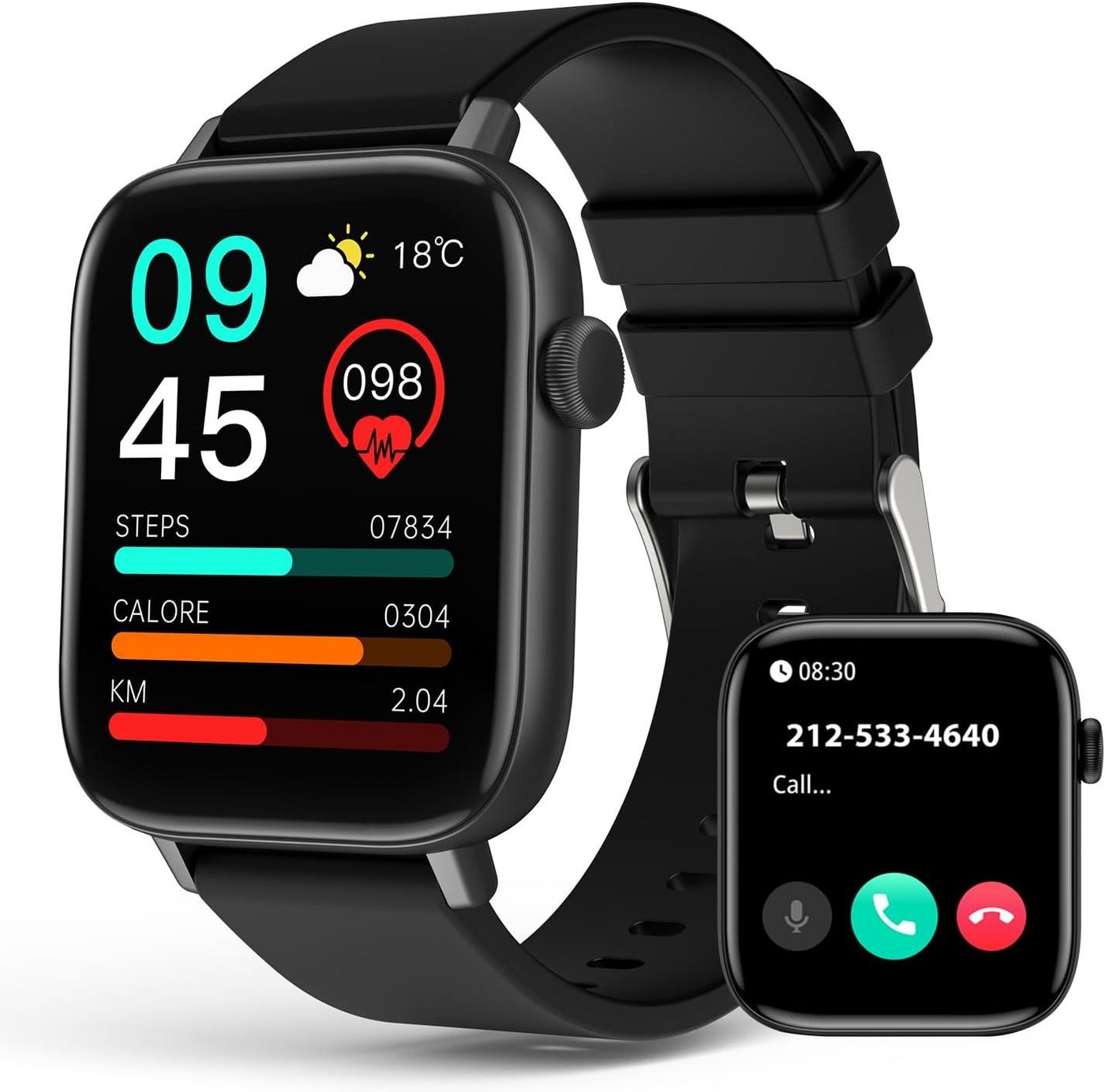 ombar Fitness Tracker Uhr Damen und Herren Smartwatch (Pulsmesser Schrittzähler Schlafmonitor cm/1,9 HD Voll Touchscreen Zoll), IP67 Wasserdicht Fitness Uhr, Uhren Watch für Android IOS" von ombar