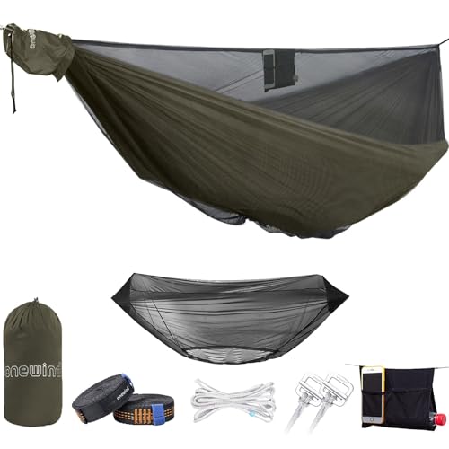 onewind 335cm Double Camping Hängematte Bug Net Bundle-Ridgeline, leichte Baumgurte, Ripstop Nylon Compact Strong-Holds 550lbs, ideal für das Überleben von Bushcraft, Adventure Explorer von onewind