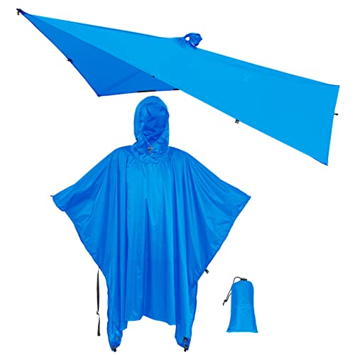 onewind Premium Regen Poncho für Männer und Frauen, wiederverwendbare atmungsaktive leichte wasserdichte Regenmantel Getriebe mit Kapuze und Sack, blau von onewind