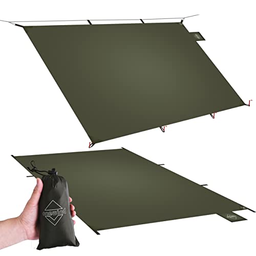 Onewind Tent Footprint, 4000mm wasserdicht Rate PU-Beschichtung Ultraleicht Camping Tarp Zeltboden Boden Blatt mit Tragetasche für Rucksack, Wandern, Camping, Picknick 250cm*140cm OD Green von onewind