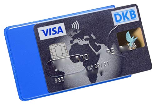 Orgaexpert 6X EC Kartenhülle Stabil NEU Kreditkartenhüllen, Scheckkartenbox, Schutzhülle (Blau - transparent) von Orgaexpert