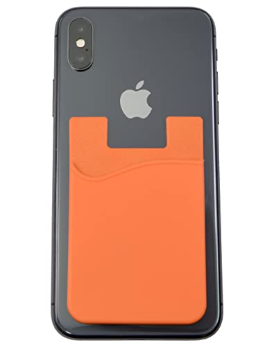 orgaexpert Smartphone Handy Kartenhalter selbstklebend Silikon Card Case Holder Ausweisetui (Orange) von orgaexpert