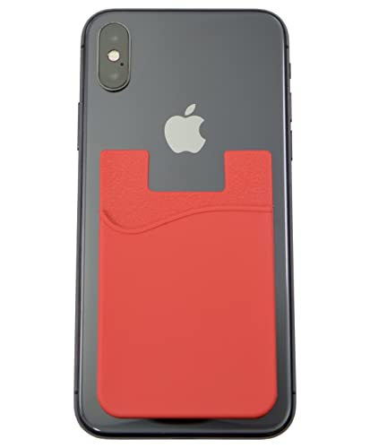 orgaexpert Smartphone Handy Kartenhalter selbstklebend Silikon Card Case Holder Ausweisetui (Rot) von orgaexpert
