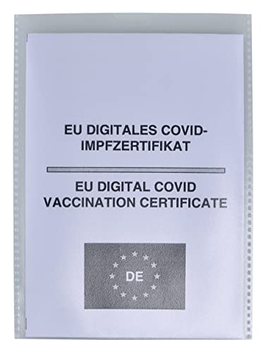 orgaexpert Schutzhülle DinA6-115 x 160mm für COVID Impfzertifikat/Alten Impfpass - Made in Germany - dokumentenecht - transparent Hülle Etui Umschlaghülle von orgaexpert