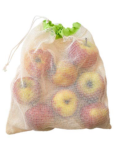6 Obst u. Gemüsebeutel, 3X 36x24 cm und 3X 36x30 cm, 100% Baumwolle von organzabeutel24