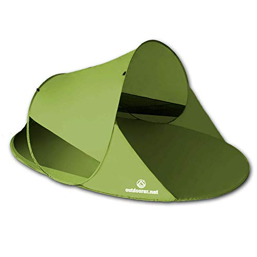 outdoorer Wurf-Strandmuschel Zack II grün - als Pop up Strandmuschel selbstaufbauend, UV 60 Sonnenschutz, Windschutz, großes Strandzelt von outdoorer