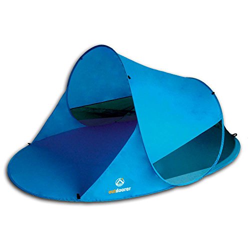 outdoorer Pop up Strandmuschel Zack II blau - Wurf-Strandmuschel mit UV-Schutz 60, Sonnenzelt als Schattenspender am Strand von outdoorer