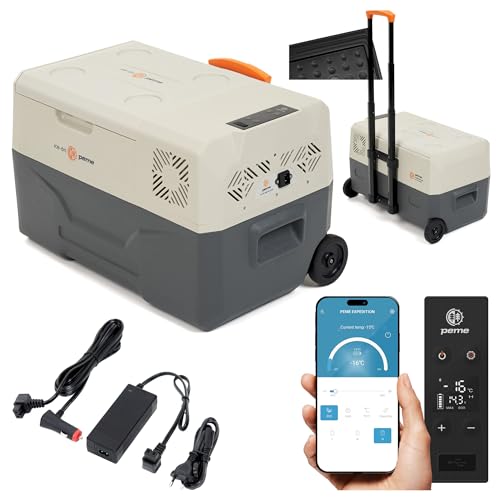 peme Expedition | 30 L | Adventure Orange | Kompressor | Bluetooth | mit ECO-Modus | AC/DC | zum Kühlen und Warmhalten | Cool Box mit 12 Volt und 230 Volt Anschluss | Mini-Kühlschrank von peme