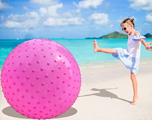 penepico Große sensorische Massagebälle für Kinder 85 cm hüpfende Yoga -Bälle große aufblasbare Trainingskugel mit taktilen Spikes Outdoor -Bällen Spielbälle Strandkugeln (1 Satz Bälle (rosa)) von penepico