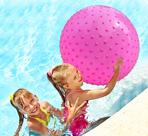 penepico Große sensorische Massagebälle für Kinder 85 cm hüpfende Yoga -Bälle große aufblasbare Trainingskugel mit taktilen Spikes Outdoor -Bällen Spielbälle Strandkugeln (2 Sätze Bälle (rosa)) von penepico