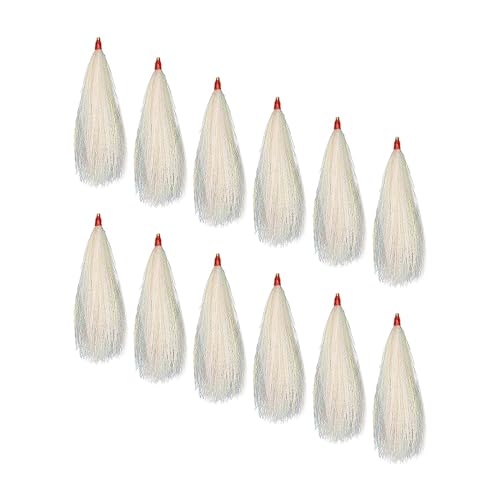 perfk 12 Stücke Angeln Bucktail Haar Teaser Rutsche Rohr Professionelle Lieferungen Angelköder Angelgerät für Bass-Enthusiasten, Weiss von perfk