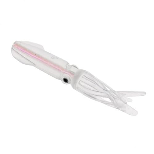 perfk 2x10,5cm Bionic Squid Baits Künstliche Gummiköder mit Integriertem Bunten Schlauch, Weiß, 4 Stück von perfk