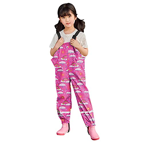 Matschhose Kinder Regenhose Winterjacke Mädchen Warm Kinder Jungen Mädchen Dinosaurier Regenbogen Bedruckte Regenjacke mit Kapuze Winddichter Regenmantel Kinder Langarm Hoodie Teenager Mädchen a131 von pitashe_Bekleidung