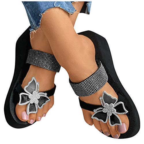 Sandalen Damen Sommer Sandalen Für Frauen, Damen Plattform Open-Toe-Schuhe, Retro Comfy Sommer-Hausschuhe Aushöhlen Flacher Ferse Flip Flop Damen Leder Beach Sandale Damen Sommer Sandalen von pitashe_Bekleidung