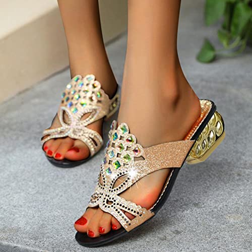 Sandalen Damen mit Absatz, Pitashe Damen Sommer Wedge Plateau Strass Frauen Hausschuhe mit Absatz Strandsandalen Pantoletten Römersandalen Sandaletten Flip Flops Riemchenpumps Slipper Sommerschuhe von pitashe_Bekleidung