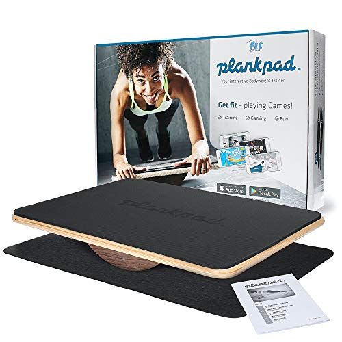 plankpad Fit for Fun Edition, interaktiver Ganzkörper-Trainer, mit passender App für Spiele & Workouts, Balanceboard aus Holz von plankpad
