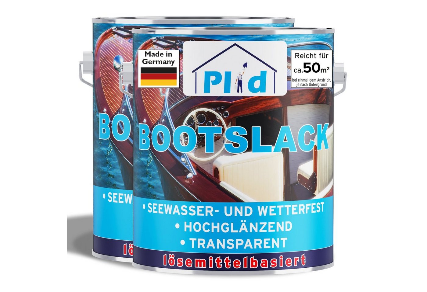 plid Klarlack Premium Bootslack Klarlack Parkettlack Holzlack Anstreichset, Schnelltrocknend von plid